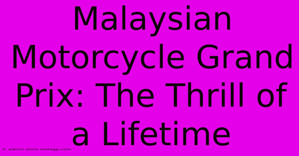 Malaysian Motorcycle Grand Prix: The Thrill Of A Lifetime