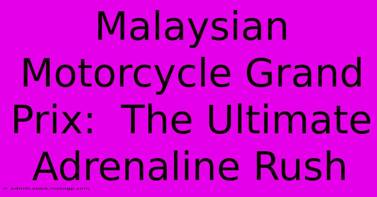 Malaysian Motorcycle Grand Prix:  The Ultimate Adrenaline Rush