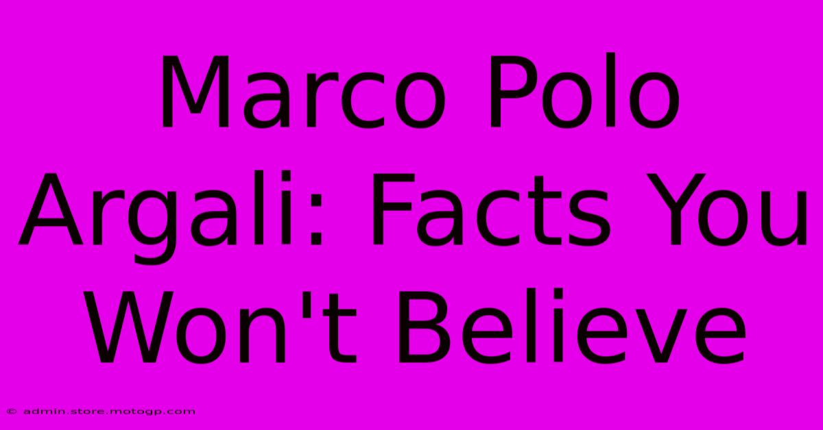 Marco Polo Argali: Facts You Won't Believe