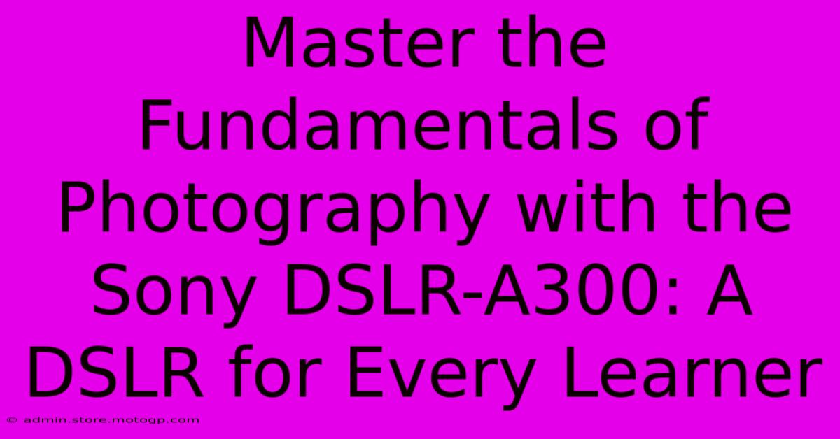 Master The Fundamentals Of Photography With The Sony DSLR-A300: A DSLR For Every Learner