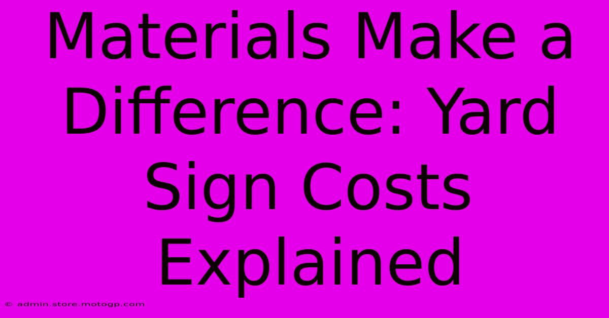 Materials Make A Difference: Yard Sign Costs Explained