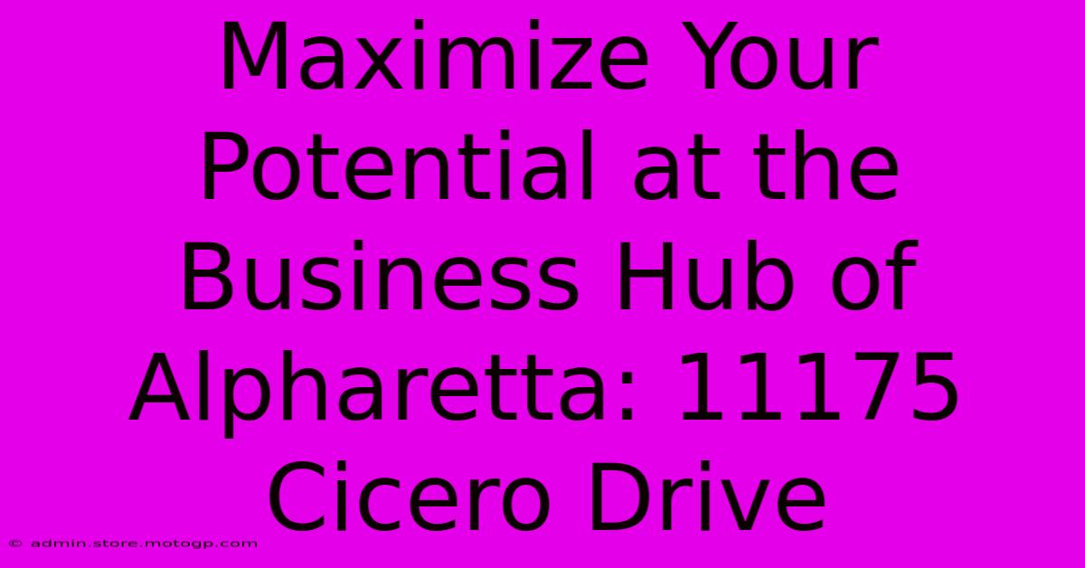 Maximize Your Potential At The Business Hub Of Alpharetta: 11175 Cicero Drive