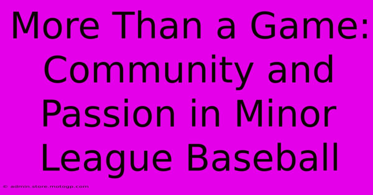 More Than A Game: Community And Passion In Minor League Baseball