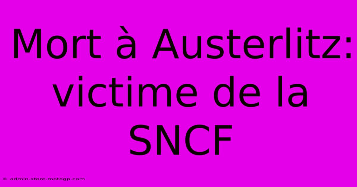 Mort À Austerlitz: Victime De La SNCF