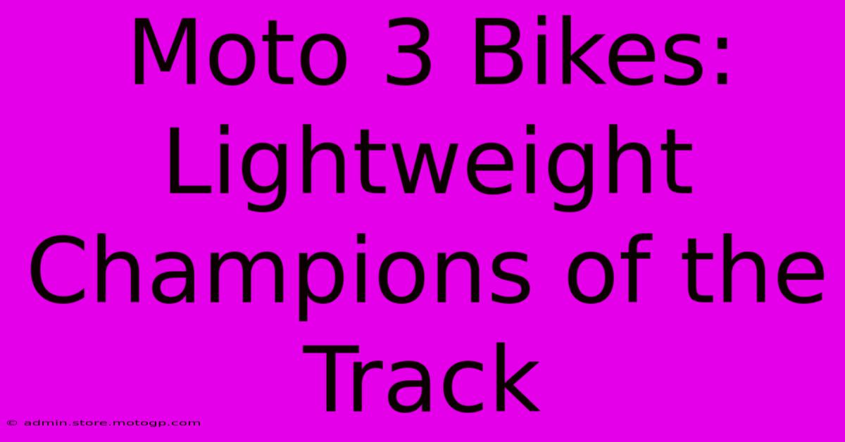 Moto 3 Bikes:  Lightweight Champions Of The Track