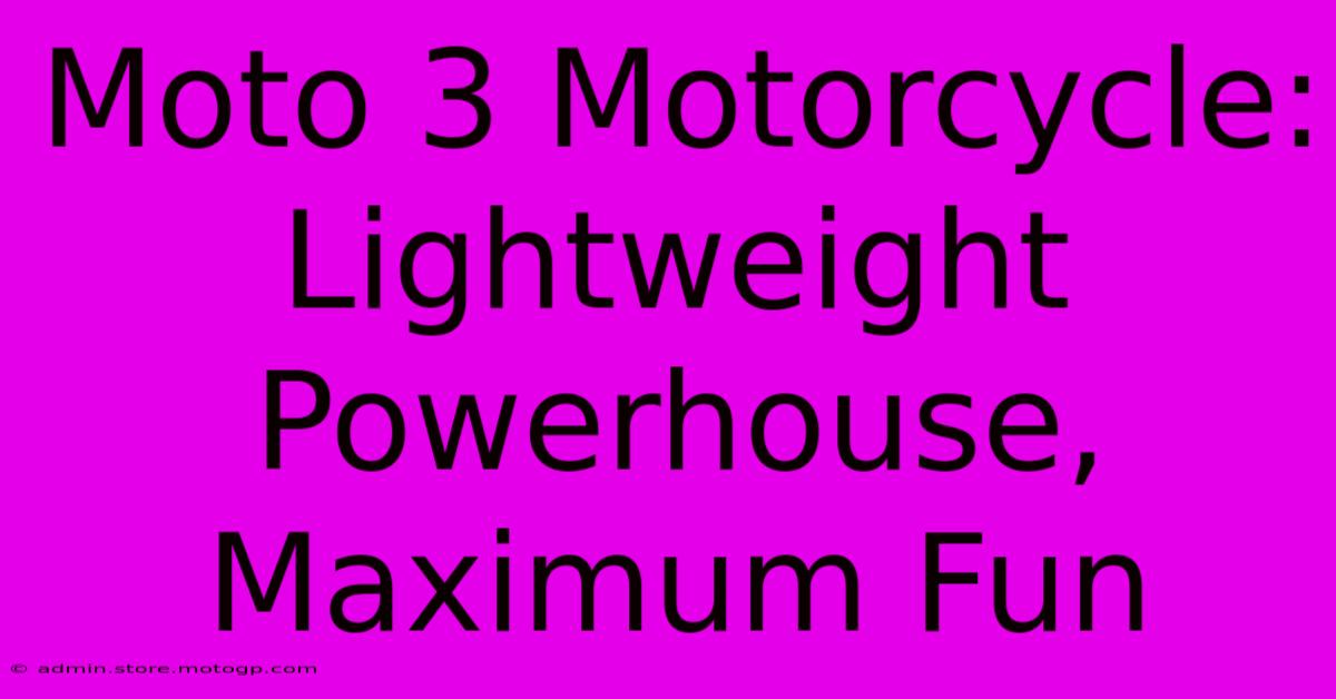 Moto 3 Motorcycle: Lightweight Powerhouse, Maximum Fun