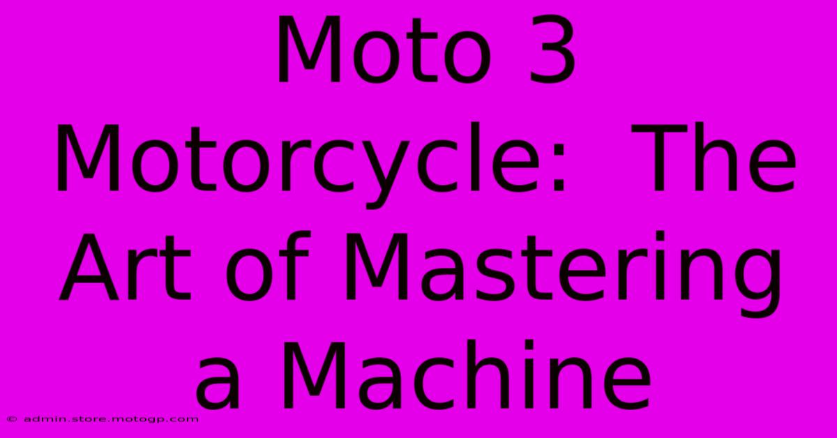 Moto 3 Motorcycle:  The Art Of Mastering A Machine