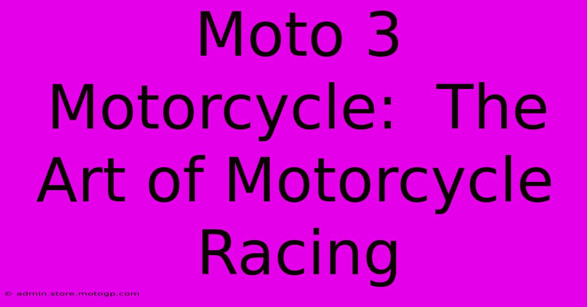 Moto 3 Motorcycle:  The Art Of Motorcycle Racing