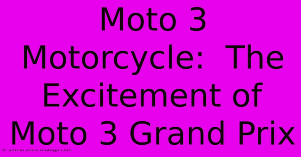 Moto 3 Motorcycle:  The Excitement Of Moto 3 Grand Prix