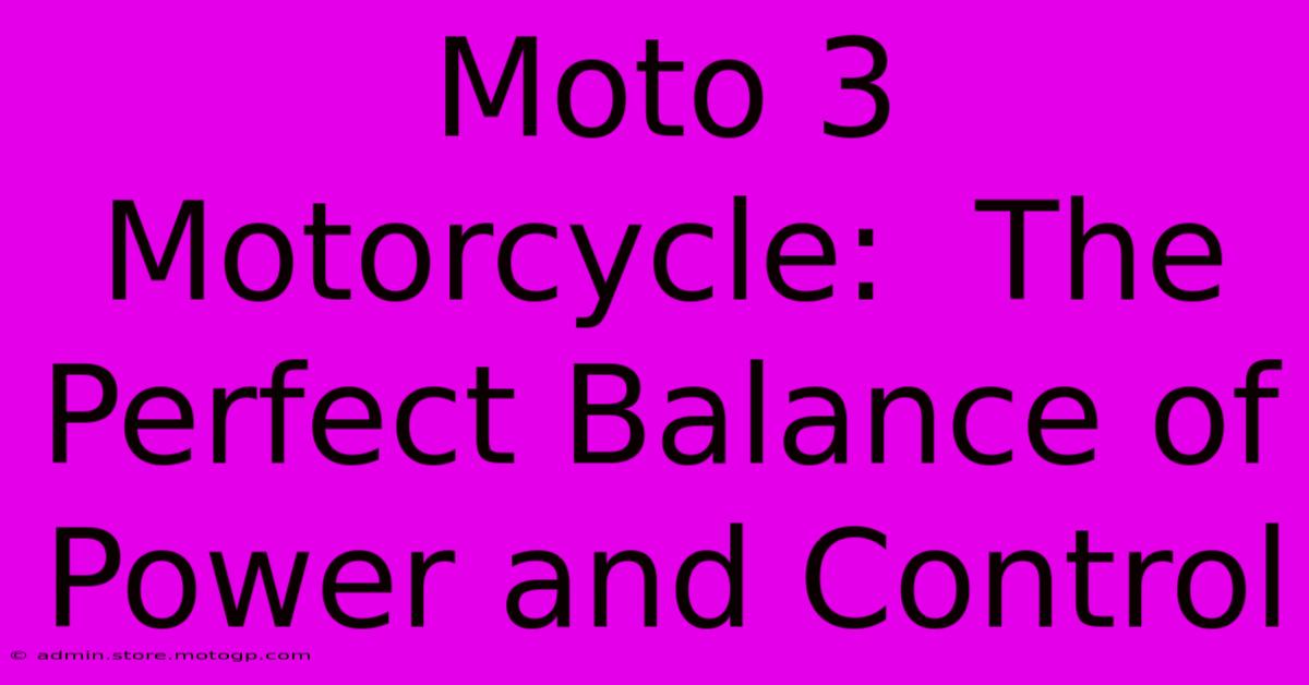 Moto 3 Motorcycle:  The Perfect Balance Of Power And Control