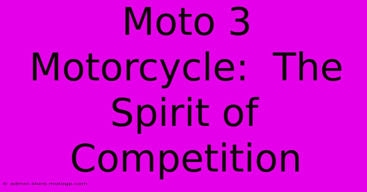 Moto 3 Motorcycle:  The Spirit Of Competition