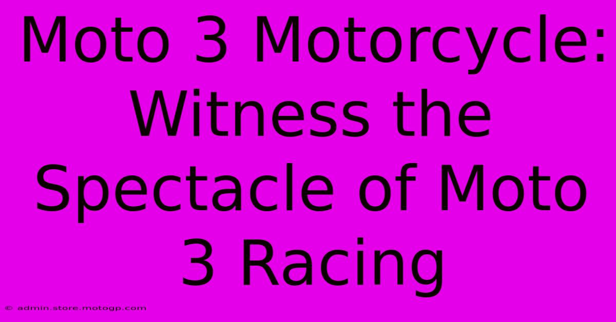 Moto 3 Motorcycle:  Witness The Spectacle Of Moto 3 Racing