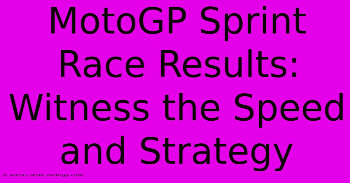 MotoGP Sprint Race Results: Witness The Speed And Strategy