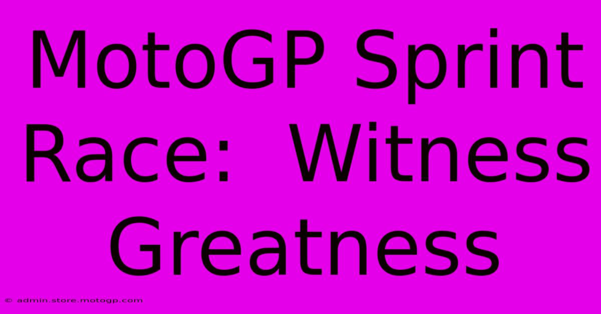 MotoGP Sprint Race:  Witness Greatness