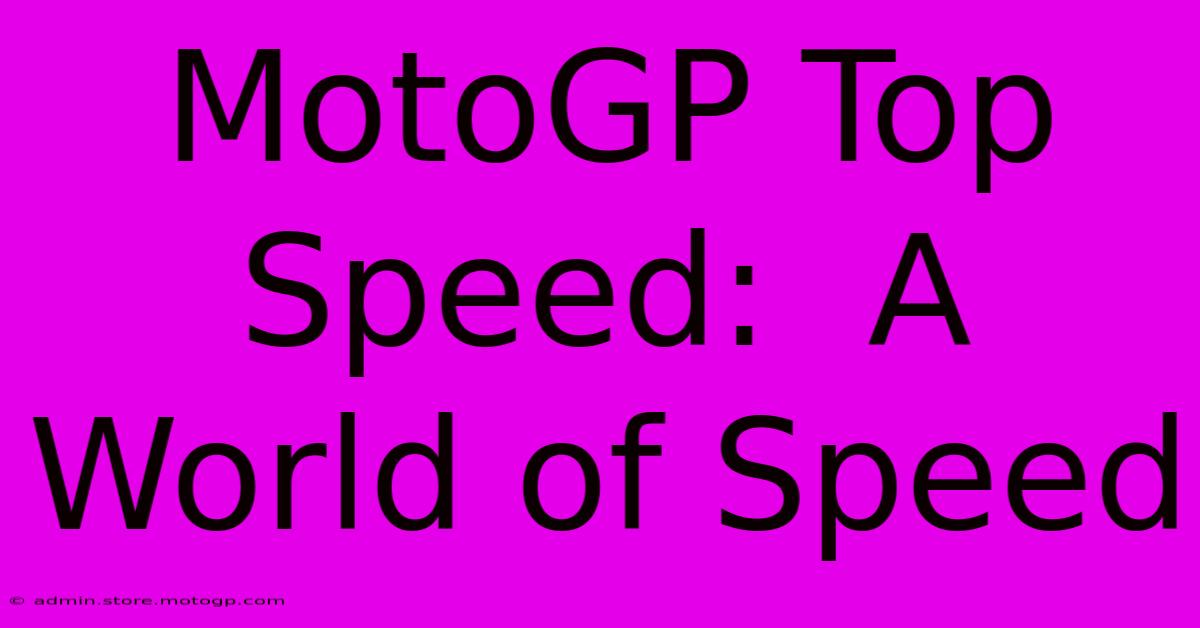 MotoGP Top Speed:  A World Of Speed