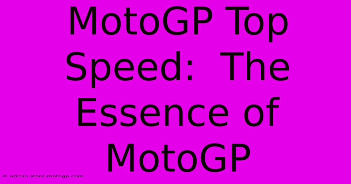 MotoGP Top Speed:  The Essence Of MotoGP