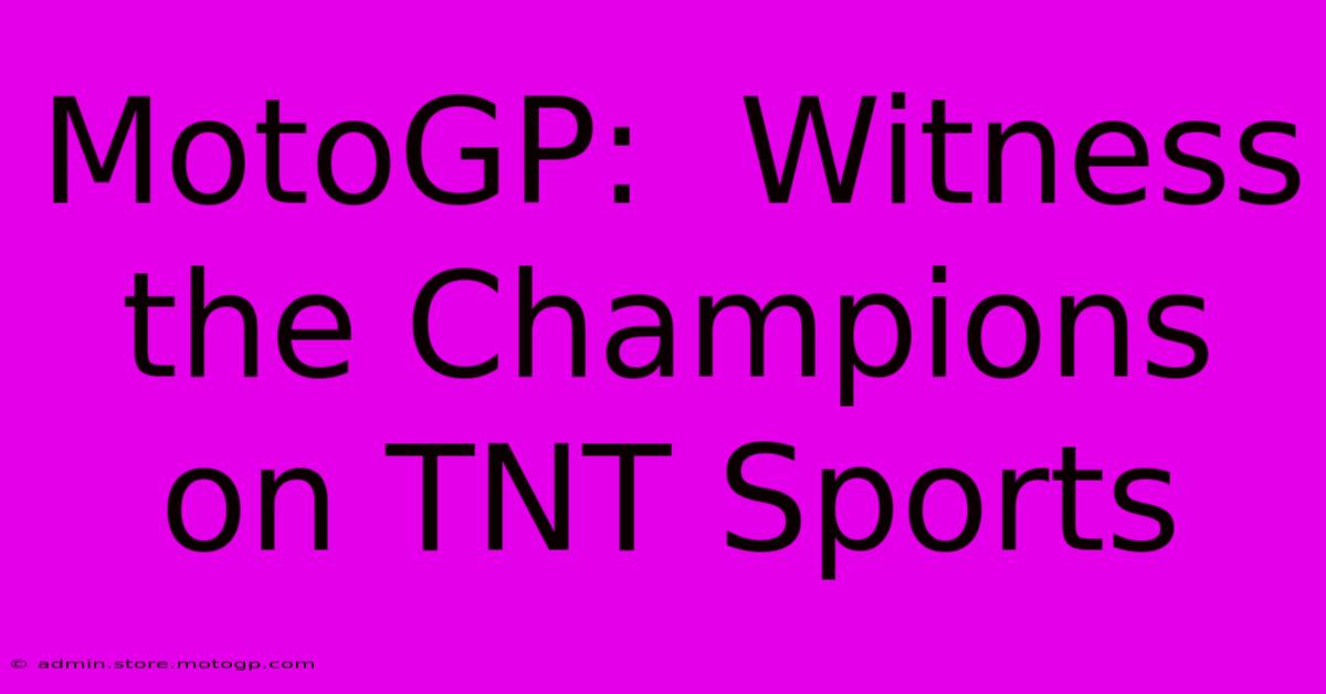 MotoGP:  Witness The Champions On TNT Sports