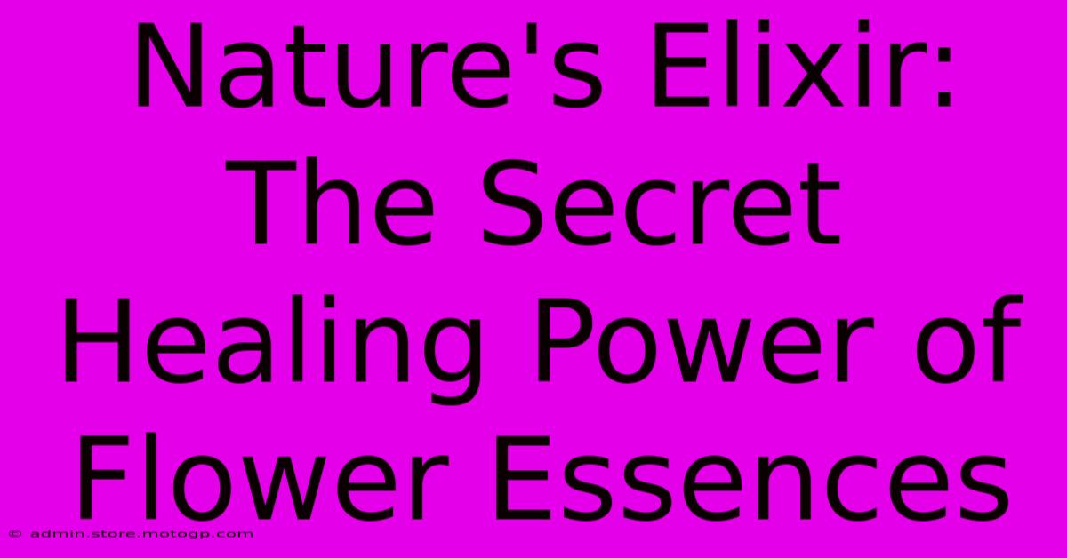 Nature's Elixir: The Secret Healing Power Of Flower Essences