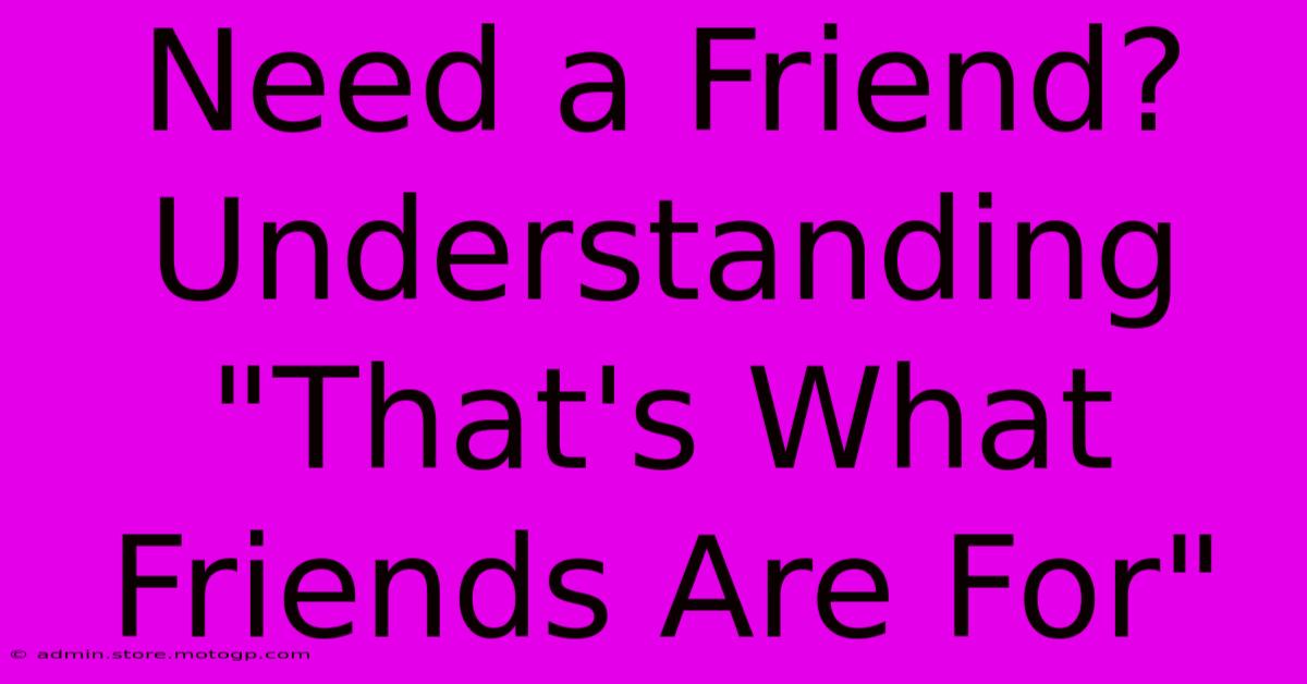 Need A Friend? Understanding 