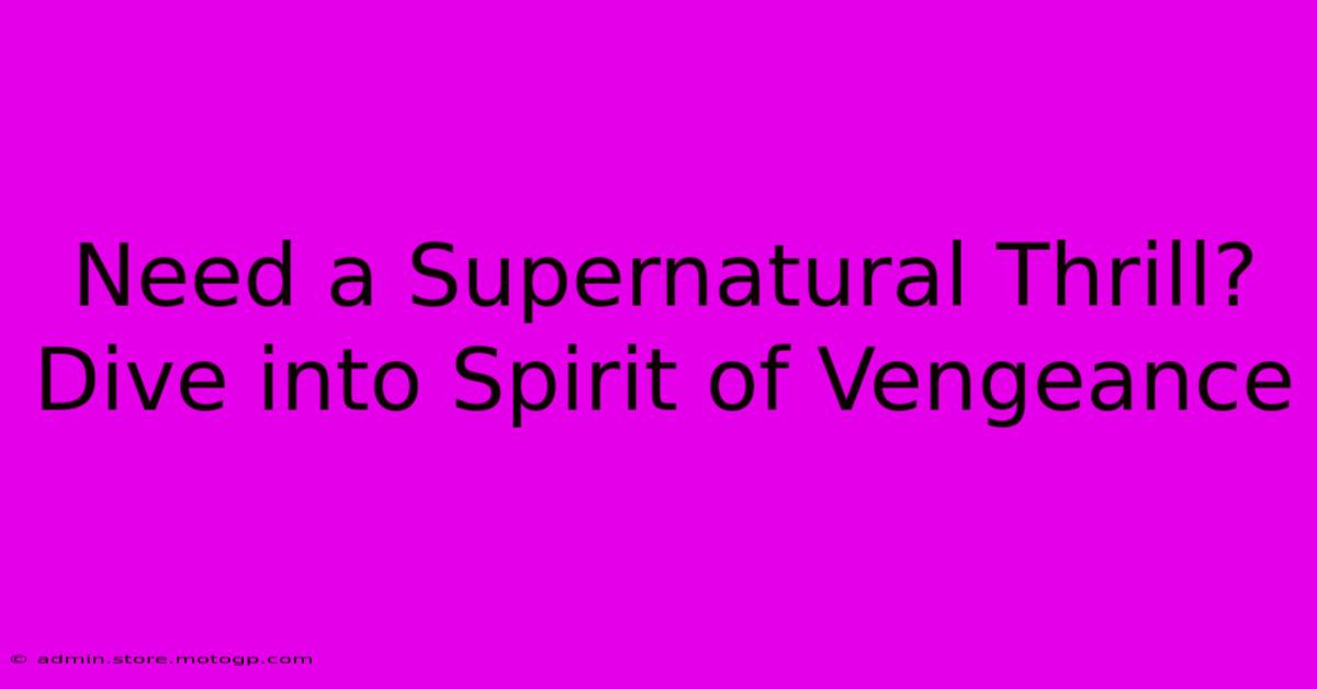 Need A Supernatural Thrill? Dive Into Spirit Of Vengeance