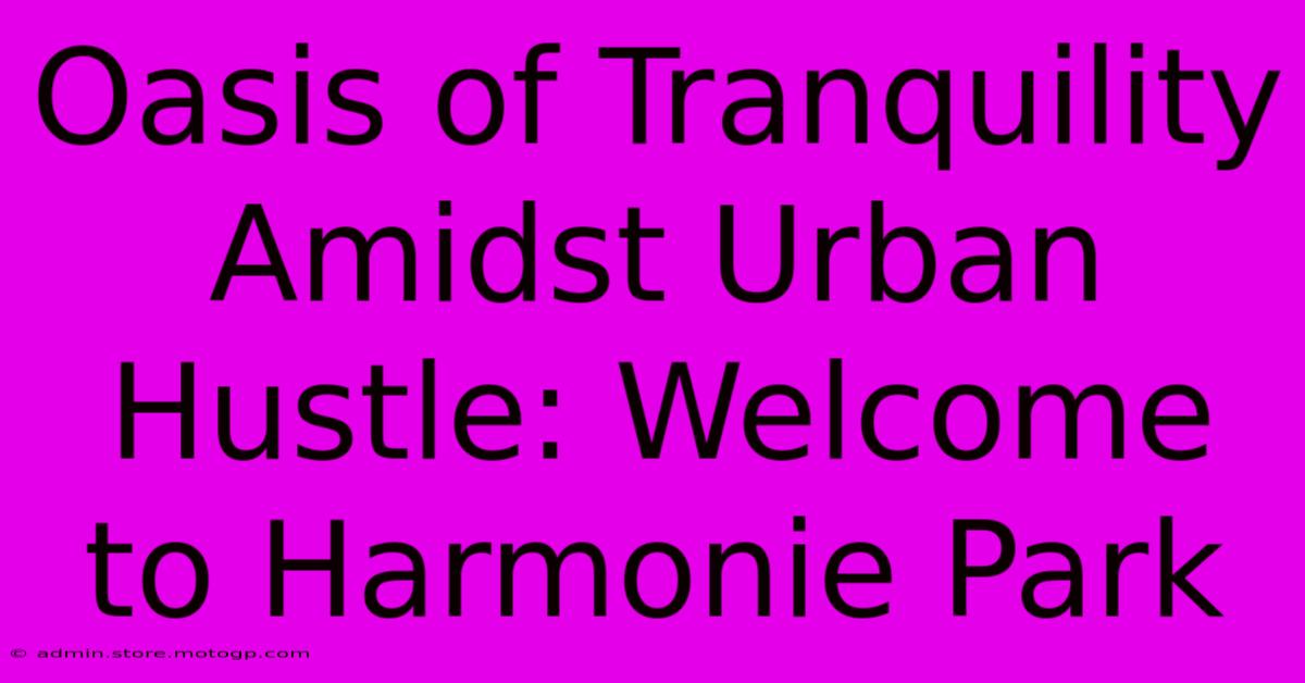 Oasis Of Tranquility Amidst Urban Hustle: Welcome To Harmonie Park