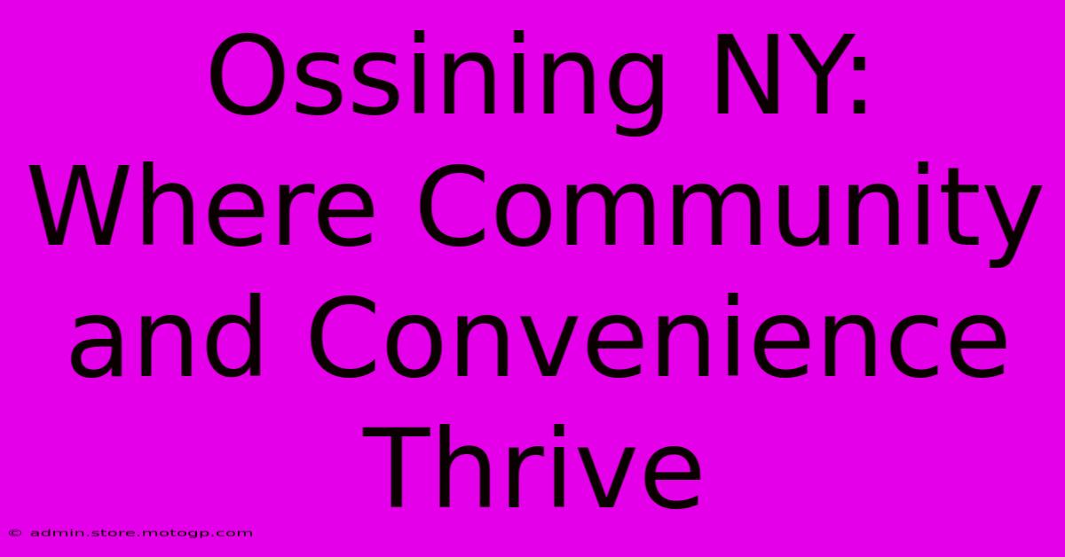 Ossining NY: Where Community And Convenience Thrive