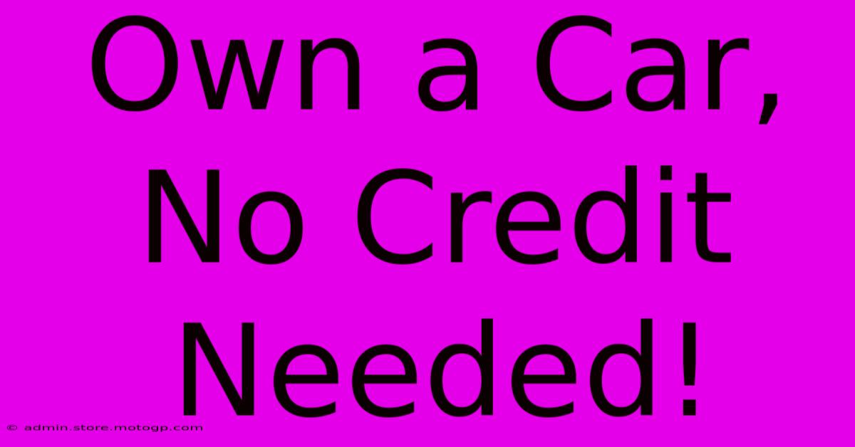 Own A Car, No Credit Needed!