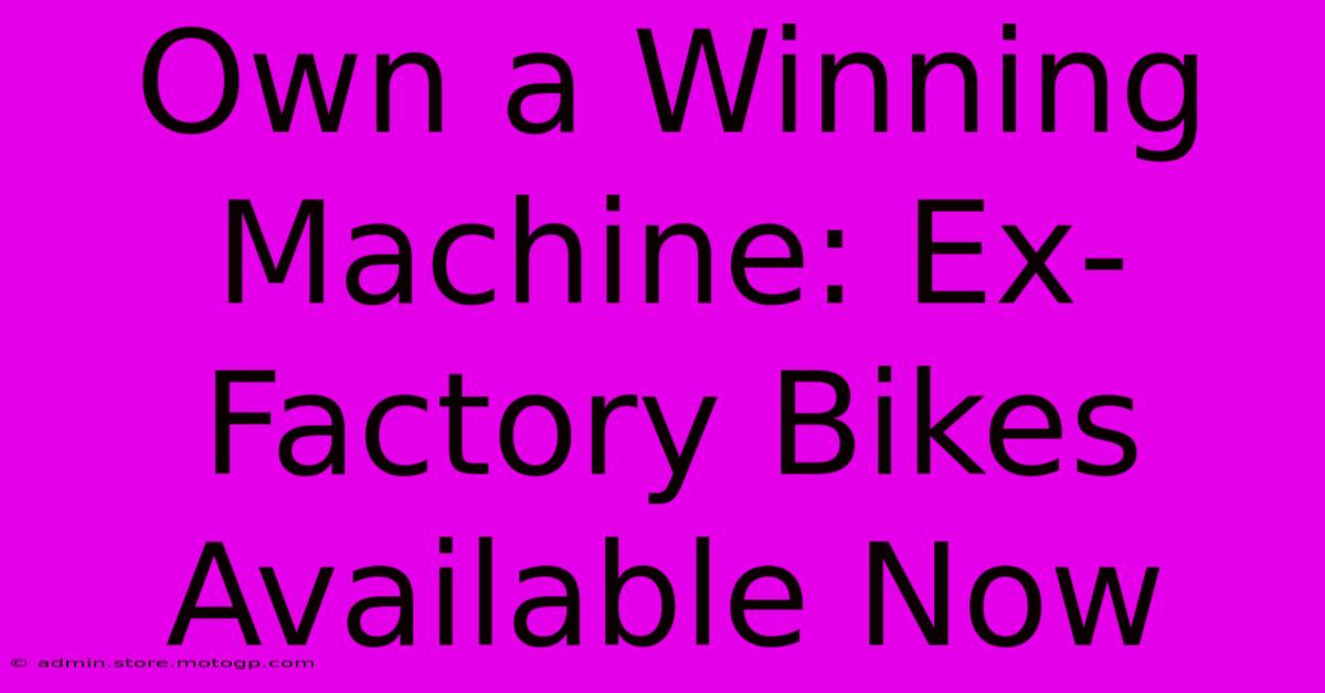 Own A Winning Machine: Ex-Factory Bikes Available Now