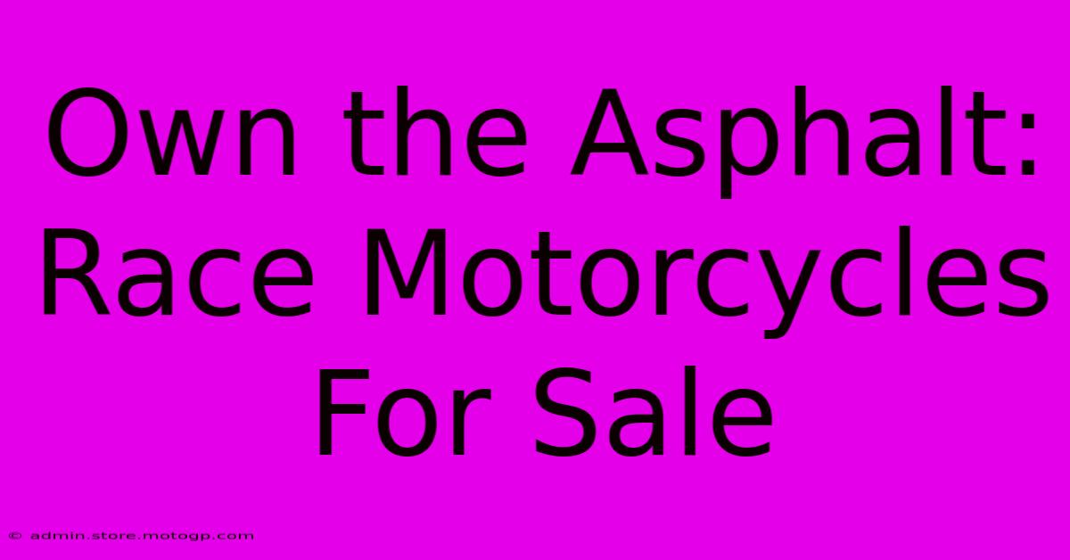 Own The Asphalt: Race Motorcycles For Sale