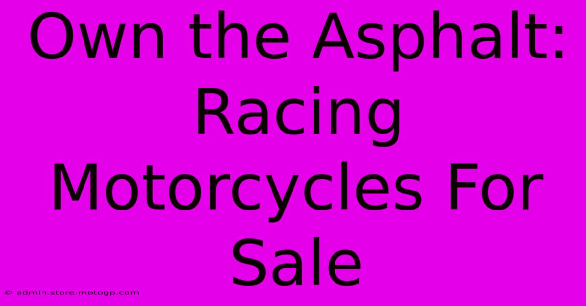 Own The Asphalt: Racing Motorcycles For Sale