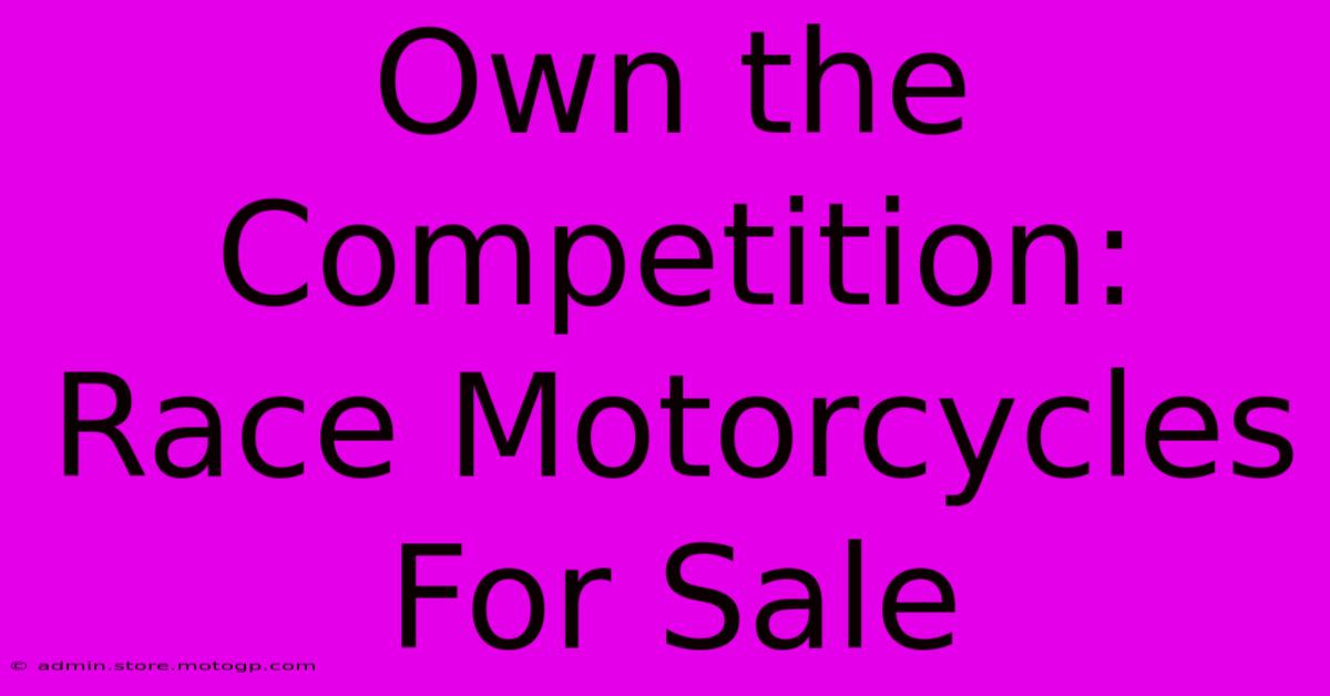 Own The Competition: Race Motorcycles For Sale