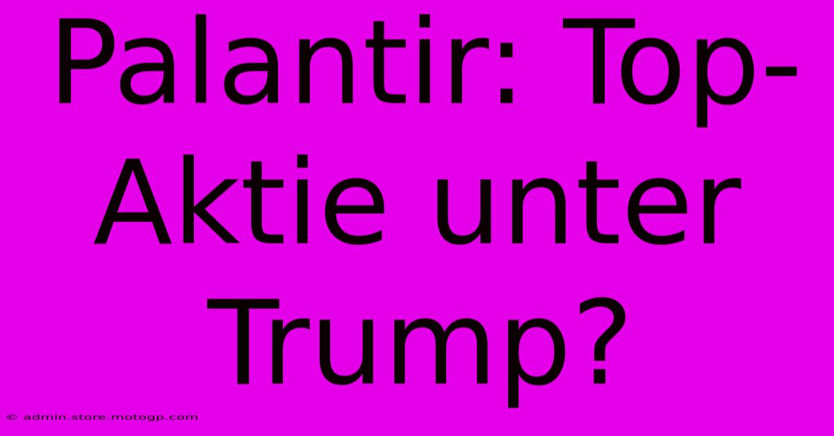 Palantir: Top-Aktie Unter Trump?