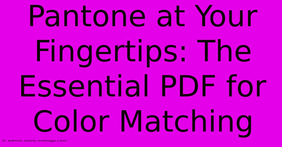 Pantone At Your Fingertips: The Essential PDF For Color Matching