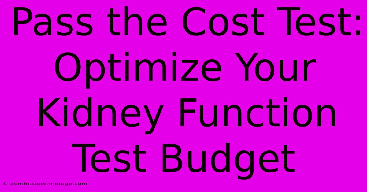 Pass The Cost Test: Optimize Your Kidney Function Test Budget