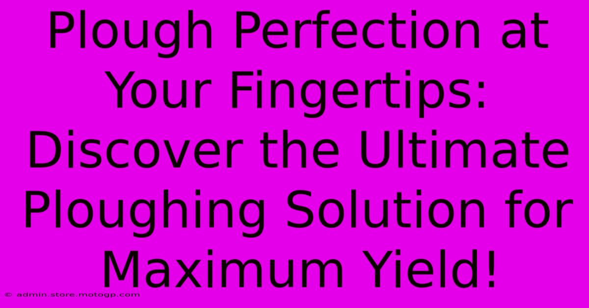 Plough Perfection At Your Fingertips: Discover The Ultimate Ploughing Solution For Maximum Yield!