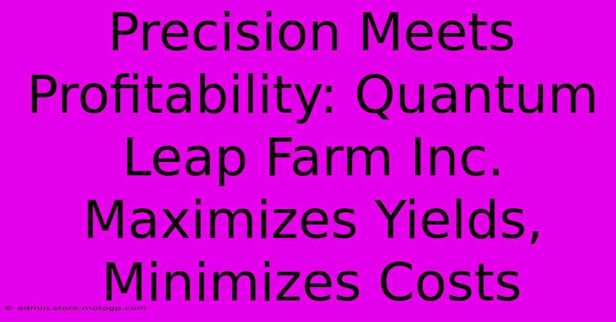 Precision Meets Profitability: Quantum Leap Farm Inc. Maximizes Yields, Minimizes Costs