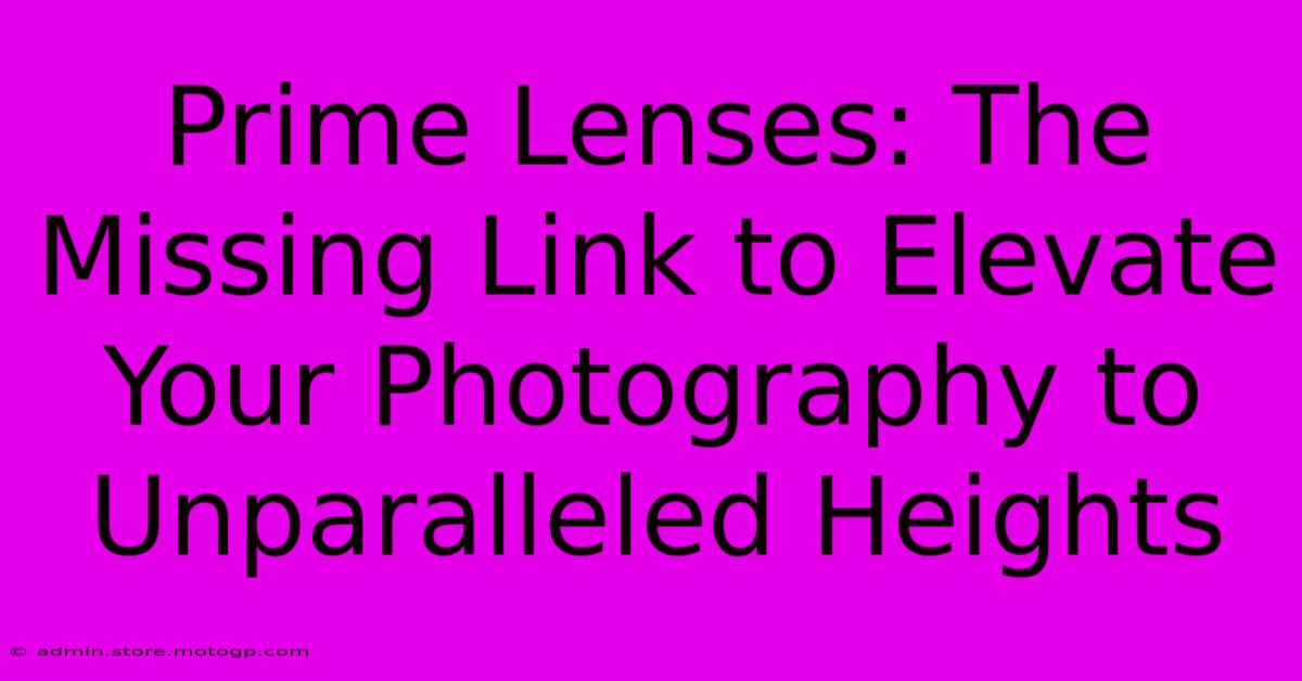 Prime Lenses: The Missing Link To Elevate Your Photography To Unparalleled Heights