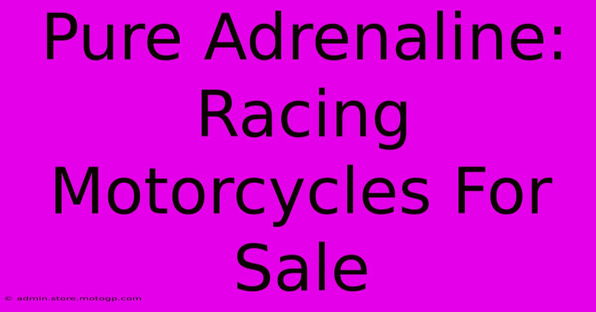 Pure Adrenaline: Racing Motorcycles For Sale