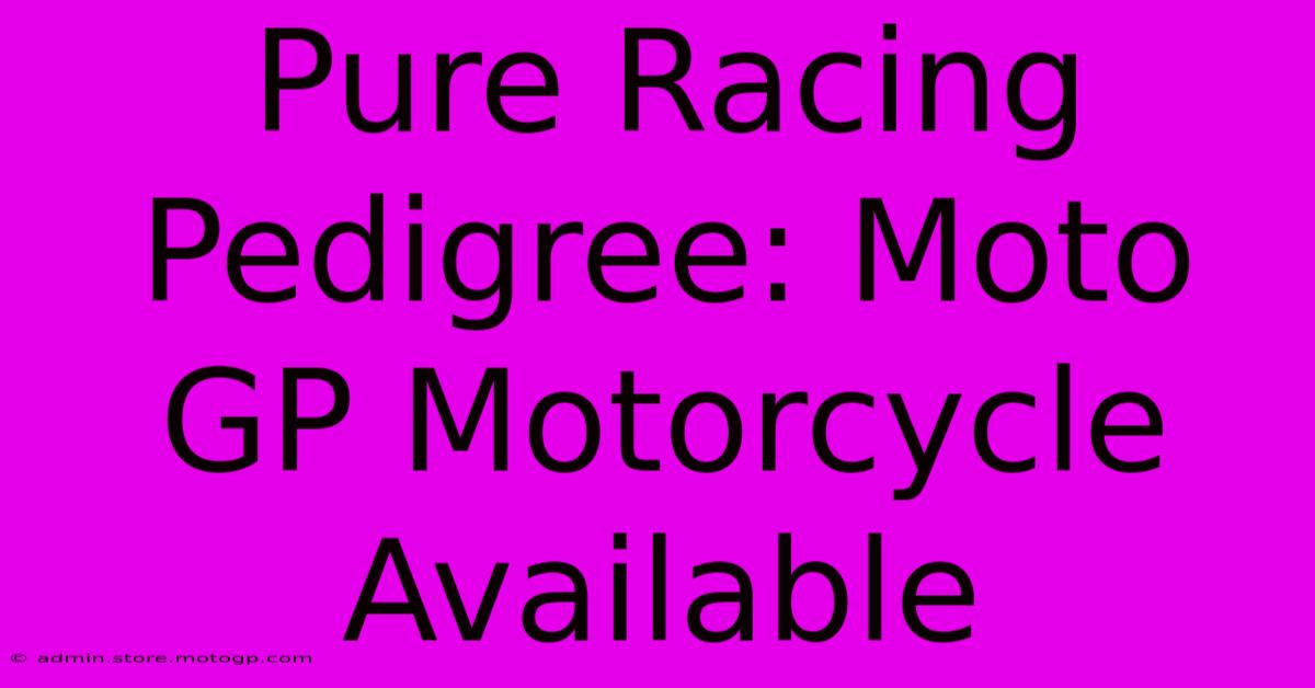 Pure Racing Pedigree: Moto GP Motorcycle Available