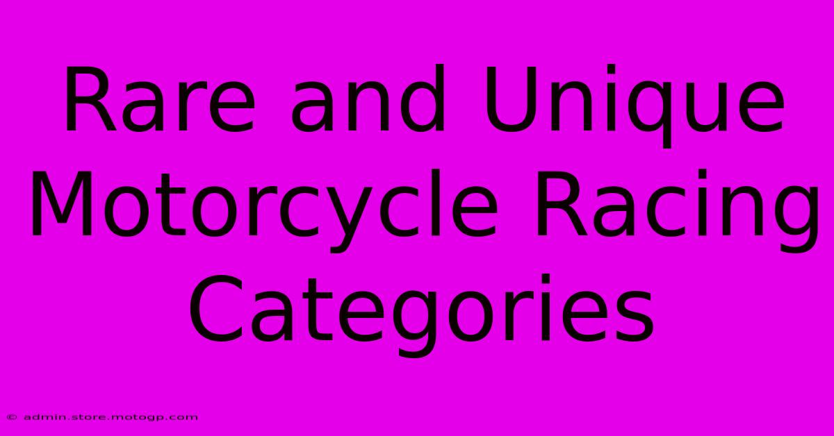 Rare And Unique Motorcycle Racing Categories