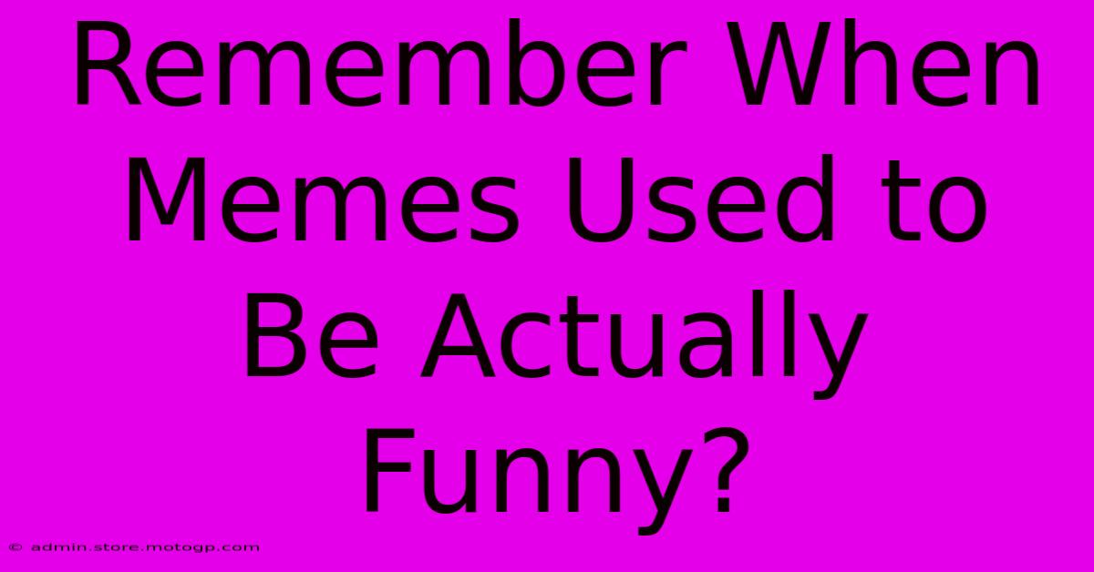 Remember When Memes Used To Be Actually Funny?