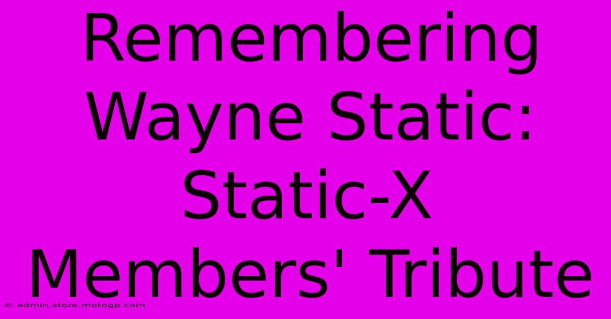 Remembering Wayne Static: Static-X Members' Tribute