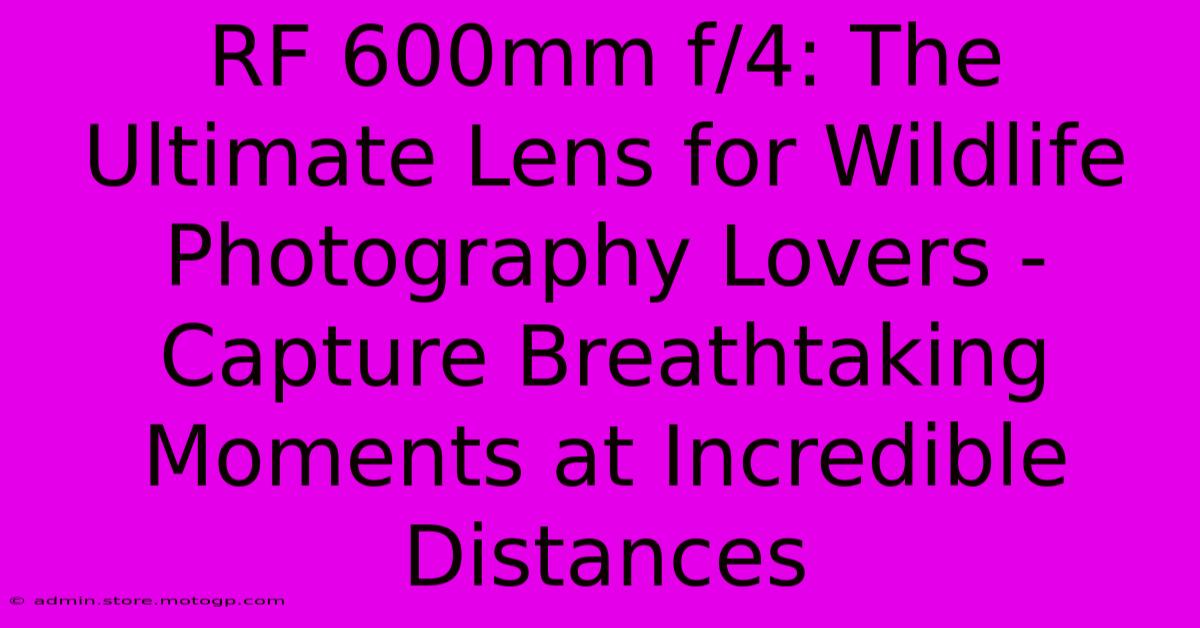 RF 600mm F/4: The Ultimate Lens For Wildlife Photography Lovers - Capture Breathtaking Moments At Incredible Distances