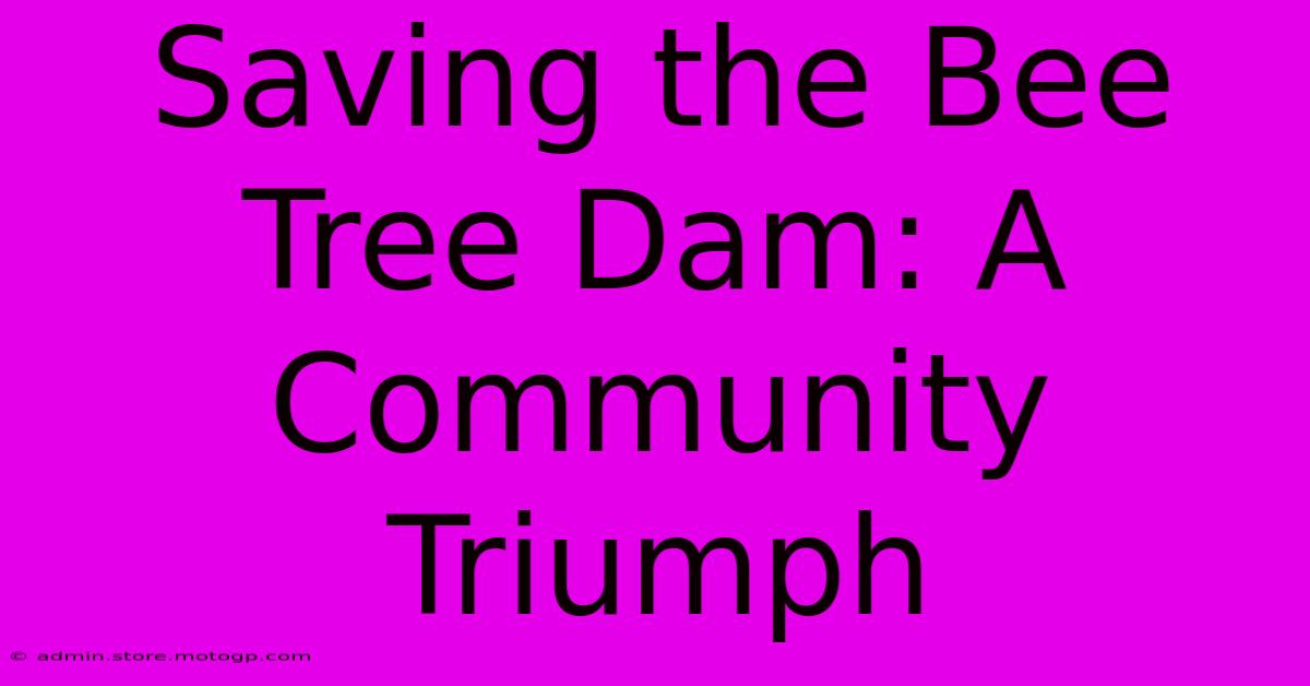 Saving The Bee Tree Dam: A Community Triumph