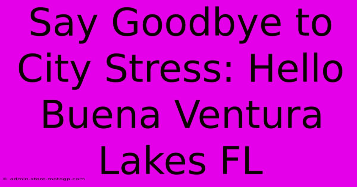 Say Goodbye To City Stress: Hello Buena Ventura Lakes FL