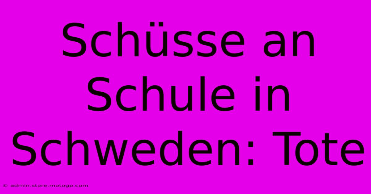 Schüsse An Schule In Schweden: Tote