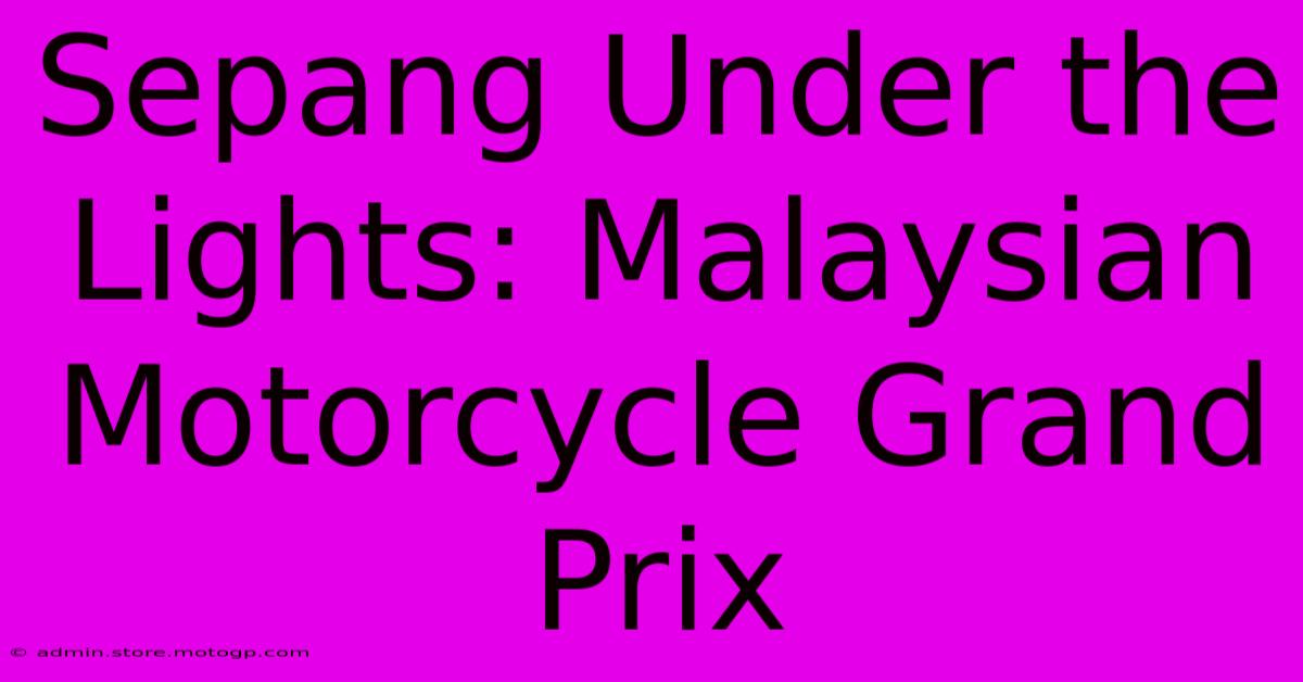 Sepang Under The Lights: Malaysian Motorcycle Grand Prix