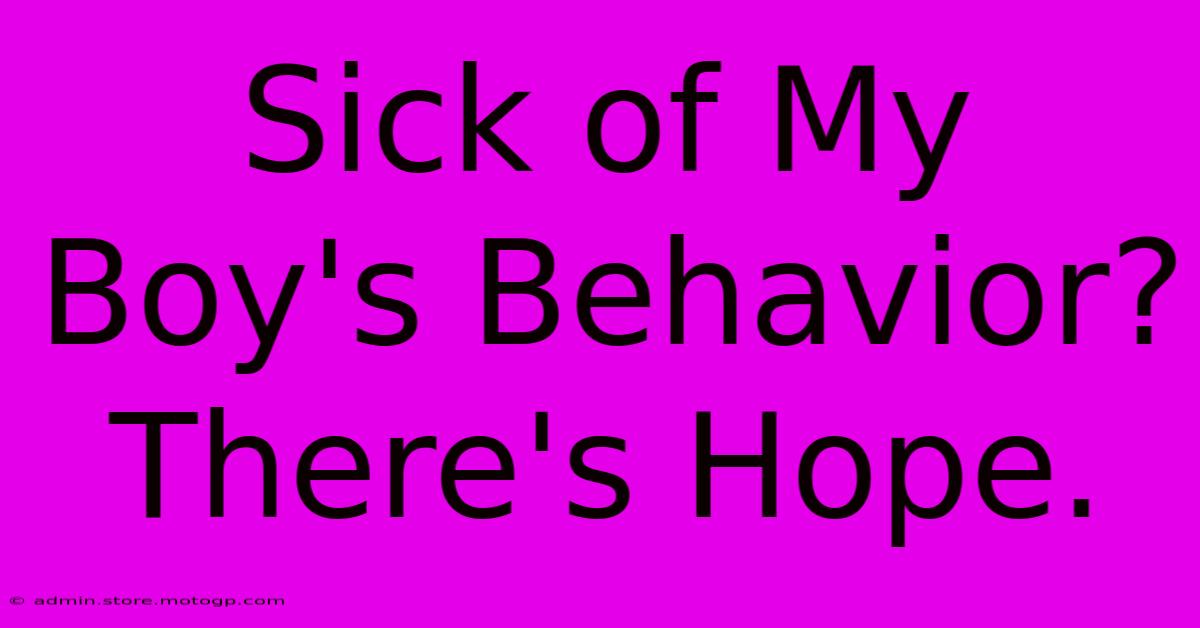 Sick Of My Boy's Behavior? There's Hope.