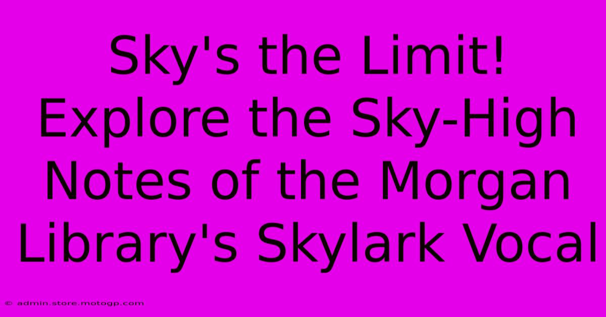 Sky's The Limit! Explore The Sky-High Notes Of The Morgan Library's Skylark Vocal