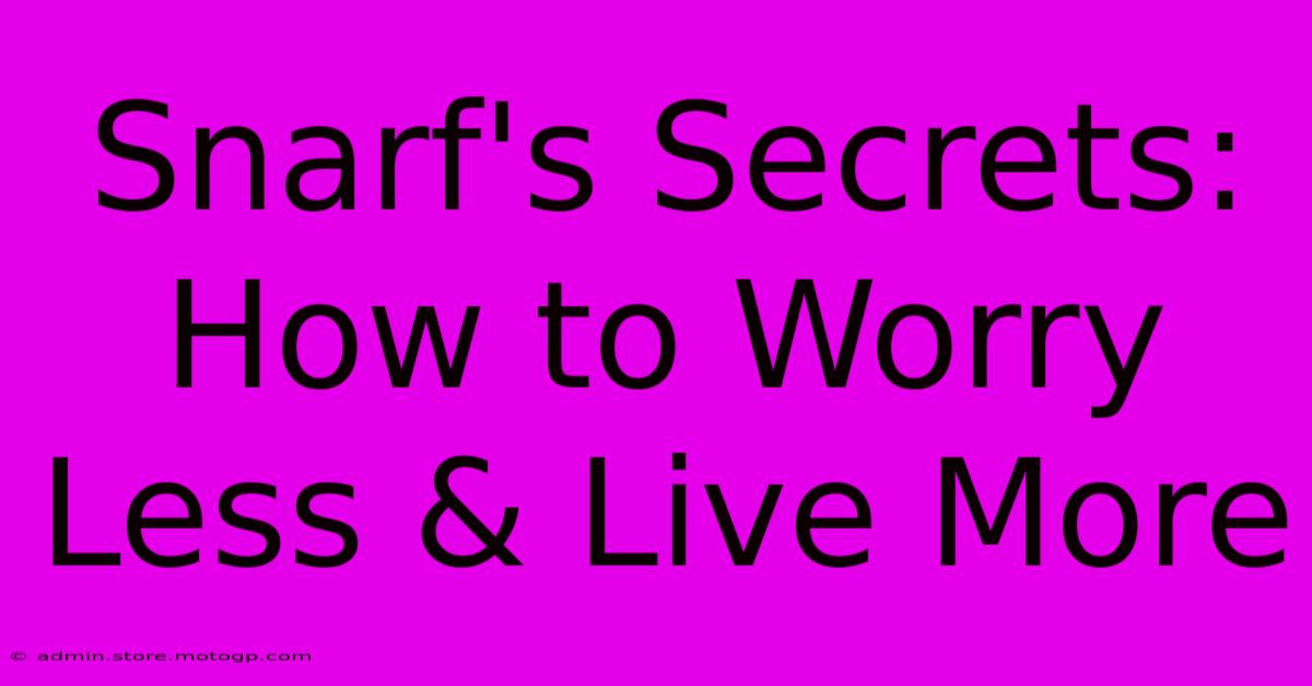 Snarf's Secrets: How To Worry Less & Live More